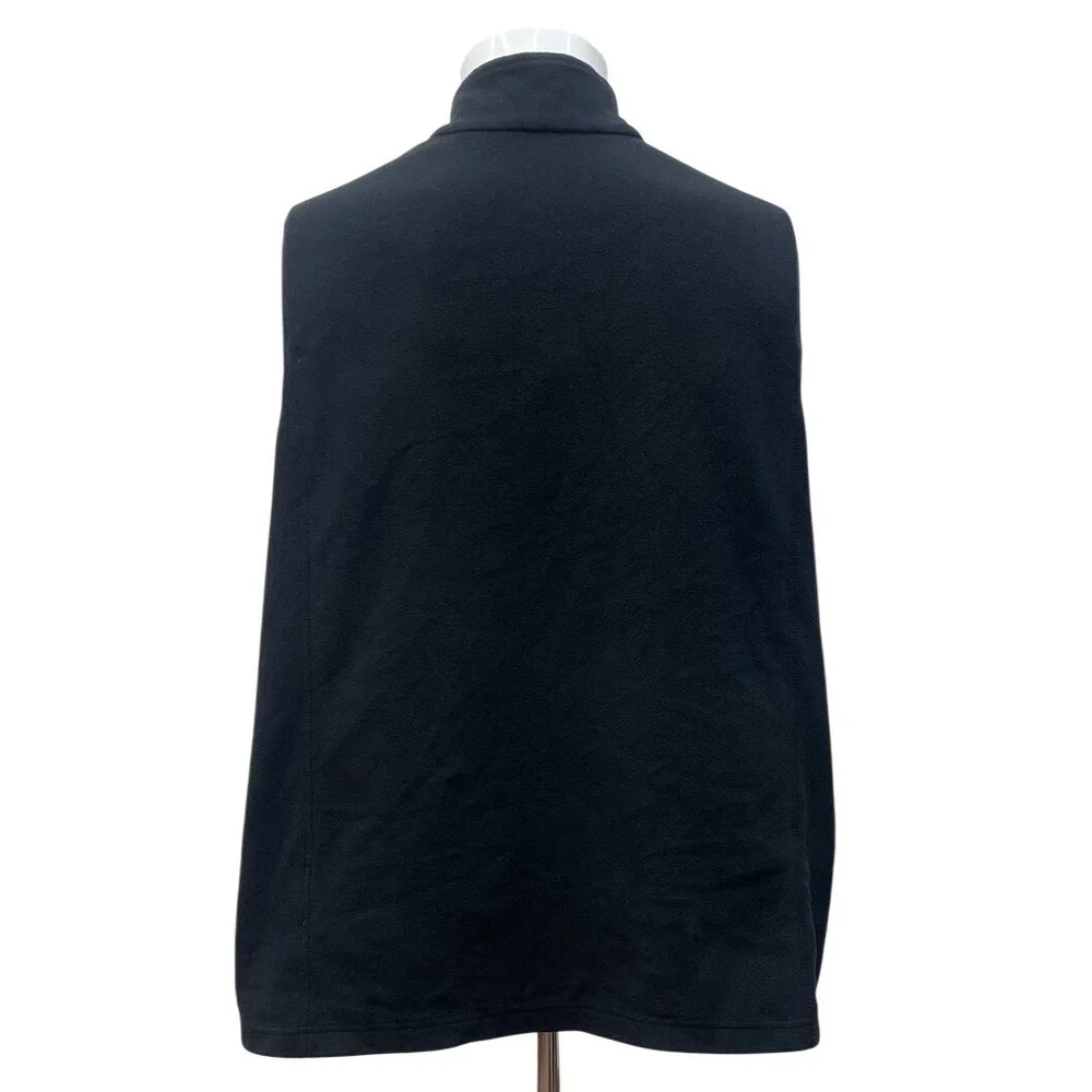 Lands End Fleece Vest‎ Mens Large Black Full Zip Pockets